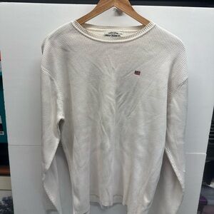 Vintage made in Japan Ralph Lauren Cream Waffle Crewneck Sweatshirt (Rare)